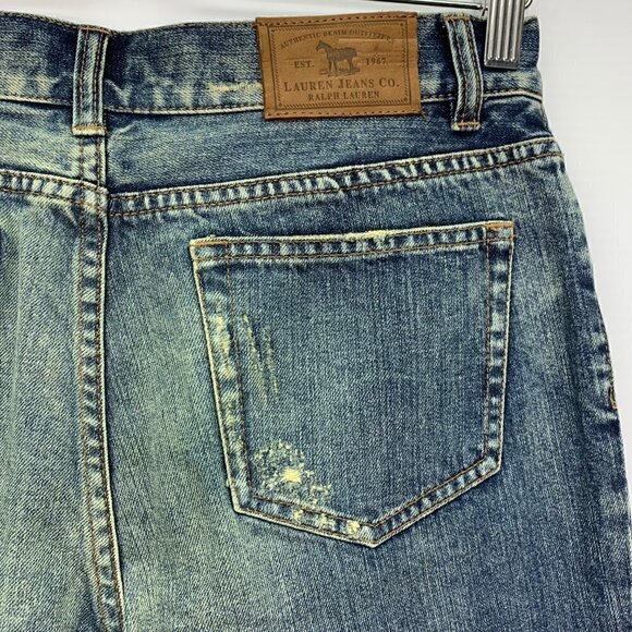Ralph Lauren Jeans 4P Petite Patched Distressed Fade Denim Boho NWT - Picture 7 of 10